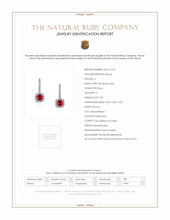0.95 Ct.Tw.Total Carat Weight Purplish Red Ruby and Natural Diamond Pave Earrings, 18K White Gold Scan Report