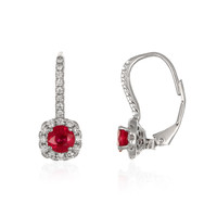 0.95 Ct.Tw. Ruby Natural Diamond Pave Earrings, 18K White Gold Image