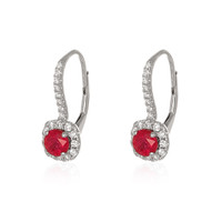 0.95 Ct.Tw. Ruby Natural Diamond Pave Earrings, 18K White Gold Image