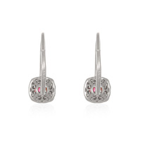 0.95 Ct.Tw. Ruby Natural Diamond Pave Earrings, 18K White Gold Image