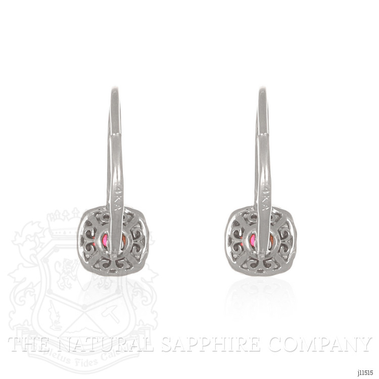 0.95 Ct.Tw. Ruby Natural Diamond Pave Earrings, 18K White Gold