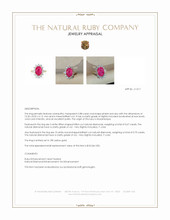 5.88 Ct. Pinkish Red Ruby and Natural Diamond Halo Ring, 18K Yellow Gold Appraisal