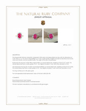 5.88 Ct. Pinkish Red Ruby and Natural Diamond Halo Ring, 18K Yellow Gold Appraisal