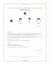 4.07 Ct. Blue Sapphire and Natural Diamond Three Stone Ring, 18K White Gold Appraisal