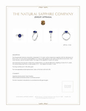 2.13 Ct. Blue Sapphire and Natural Diamond Three Stone Ring, 18K White Gold Appraisal