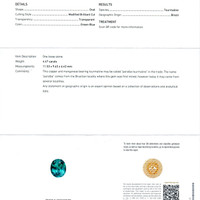 4.47 Ct. Paraiba Tourmaline Natural Diamond Three Stone Ring, Platinum 950 Scan Report