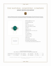 4.47 Ct. Bluish Green Paraiba Tourmaline and Natural Diamond Three Stone Ring, Platinum 950 Scan Report