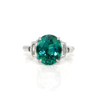 4.47 Ct. Paraiba Tourmaline Natural Diamond Three Stone Ring, Platinum 950 Video