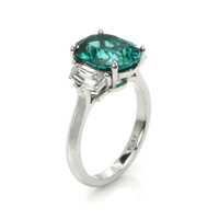 4.47 Ct. Paraiba Tourmaline Natural Diamond Three Stone Ring, Platinum 950 Image