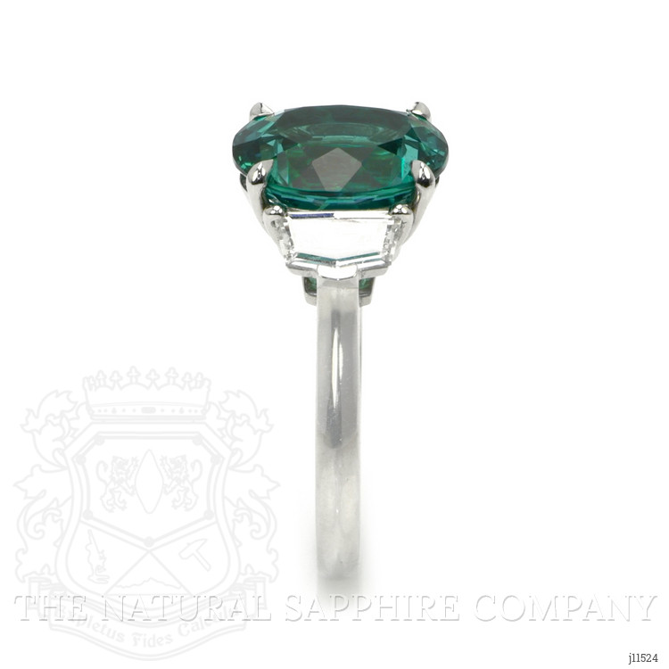 4.47 Ct. Paraiba Tourmaline Natural Diamond Three Stone Ring, Platinum 950