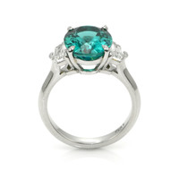4.47 Ct. Paraiba Tourmaline Natural Diamond Three Stone Ring, Platinum 950 Image