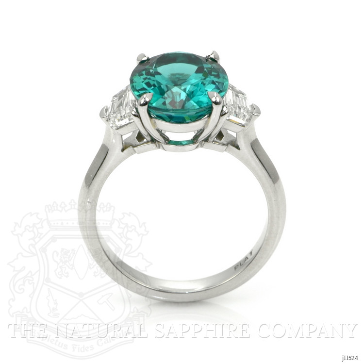 4.47 Ct. Paraiba Tourmaline Natural Diamond Three Stone Ring, Platinum 950