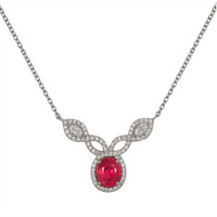 1.17 Ct. Ruby Natural Diamond Pave Necklace, 18K White Gold Video
