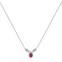 1.17 Ct. Ruby Natural Diamond Pave Necklace, 18K White Gold Image