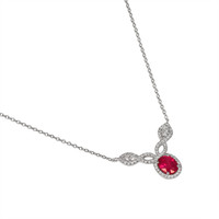 1.17 Ct. Ruby Natural Diamond Pave Necklace, 18K White Gold Image