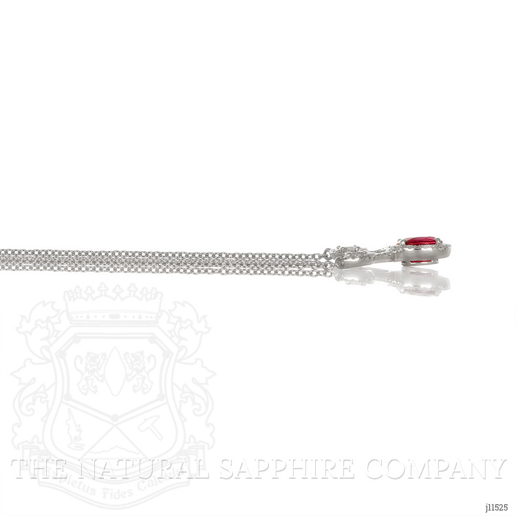 1.17 Ct. Ruby Natural Diamond Pave Necklace, 18K White Gold