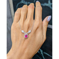 1.17 Ct. Ruby Natural Diamond Pave Necklace, 18K White Gold Life Style