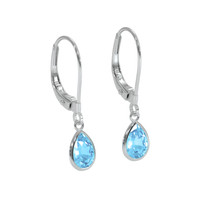 1.50&nbsp;Ct.Tw.Total Carat Weight Sky Blue Topaz Bezel Earrings, 14K White Gold Image