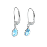 1.50&nbsp;Ct.Tw.Total Carat Weight Sky Blue Topaz Bezel Earrings, 14K White Gold Image