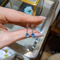 1.50&nbsp;Ct.Tw.Total Carat Weight Sky Blue Topaz Bezel Earrings, 14K White Gold Life Style