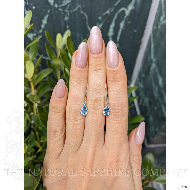 1.50 Ct.Tw. Sky Blue Topaz Bezel Earrings, 14K White Gold