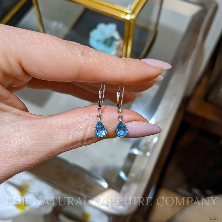 1.50 Ct.Tw. Sky Blue Topaz Bezel Earrings, 14K White Gold