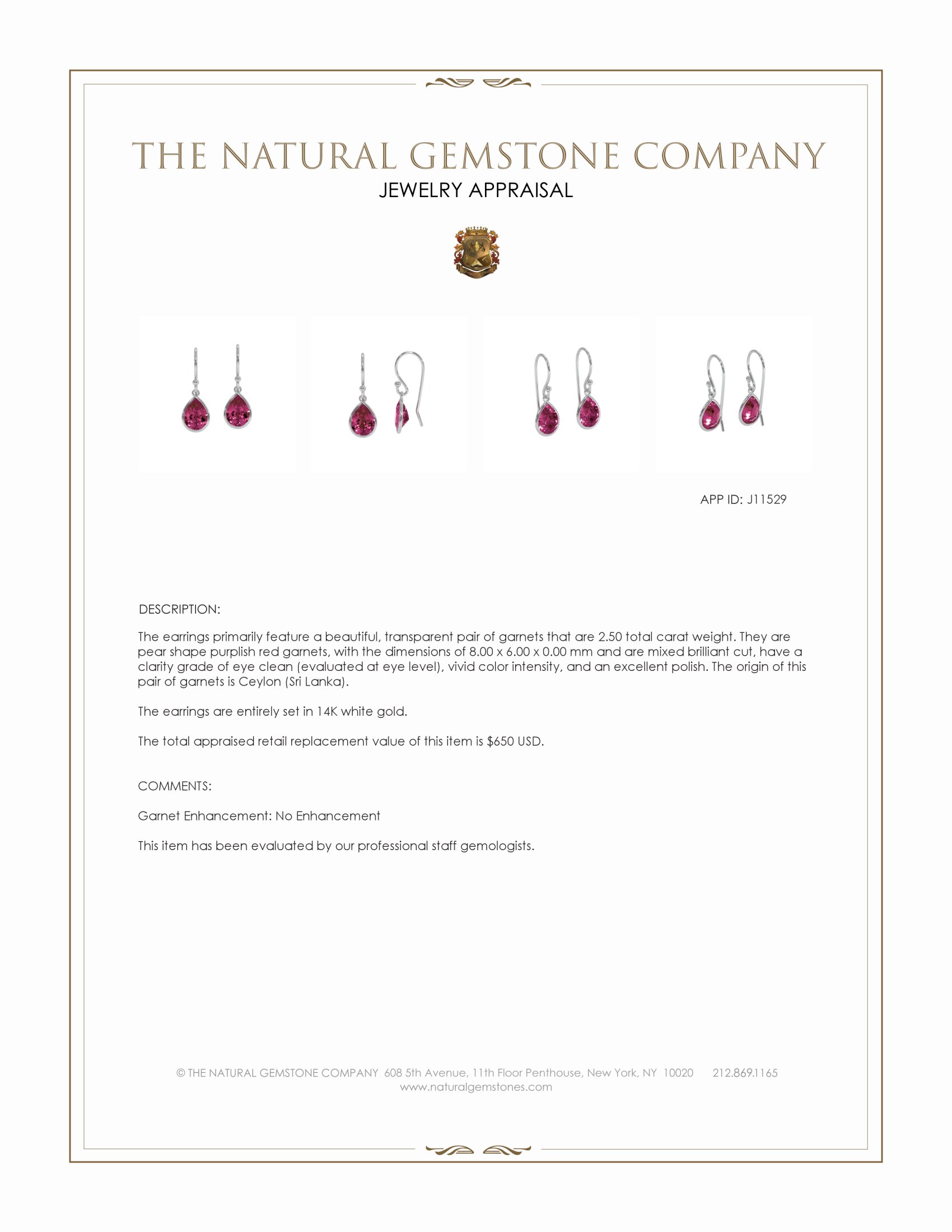 2.50 Ct.Tw. Purplish Red Garnet Bezel Earrings, 14K White Gold
