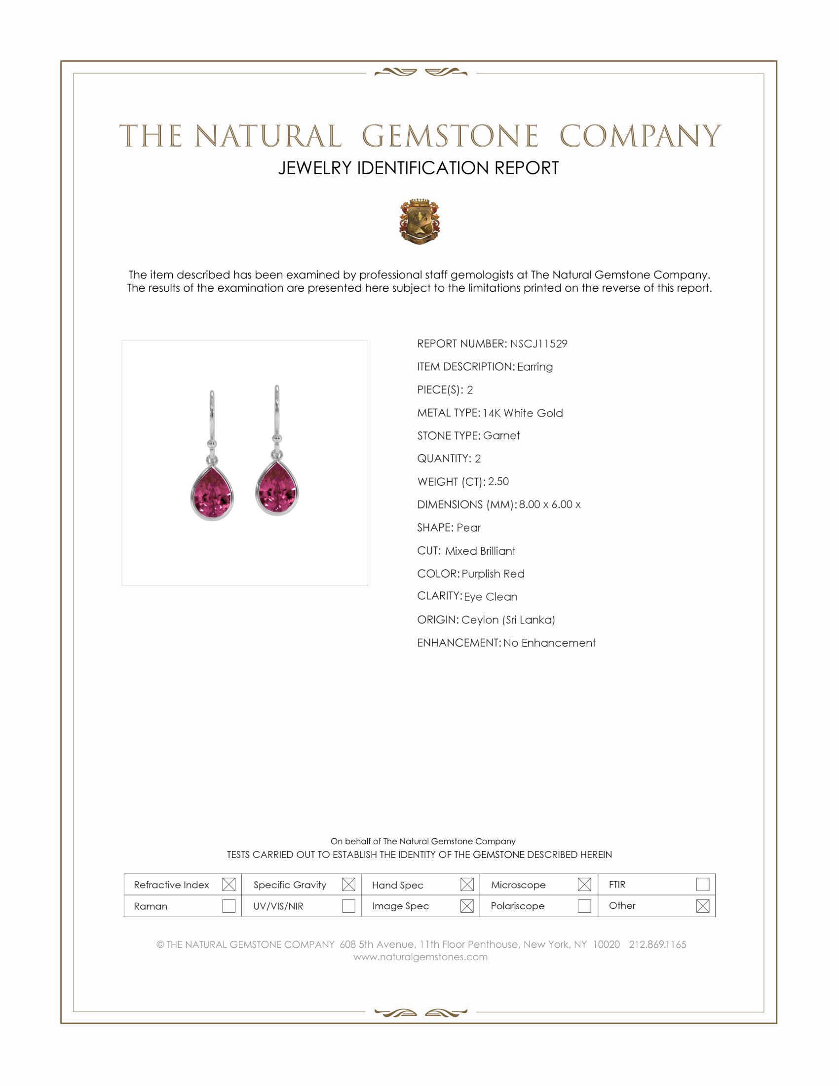 2.50 Ct.Tw. Purplish Red Garnet Bezel Earrings, 14K White Gold