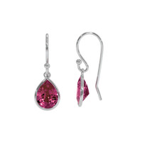2.50&nbsp;Ct.Tw.Total Carat Weight Purplish Red Garnet Bezel Earrings, 14K White Gold Image