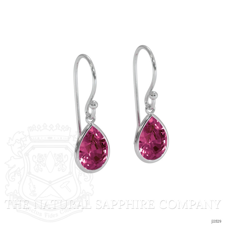 2.50 Ct.Tw. Purplish Red Garnet Bezel Earrings, 14K White Gold