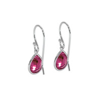 2.50&nbsp;Ct.Tw.Total Carat Weight Purplish Red Garnet Bezel Earrings, 14K White Gold Image