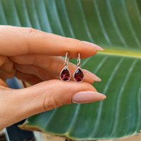 2.50&nbsp;Ct.Tw.Total Carat Weight Purplish Red Garnet Bezel Earrings, 14K White Gold Life Style