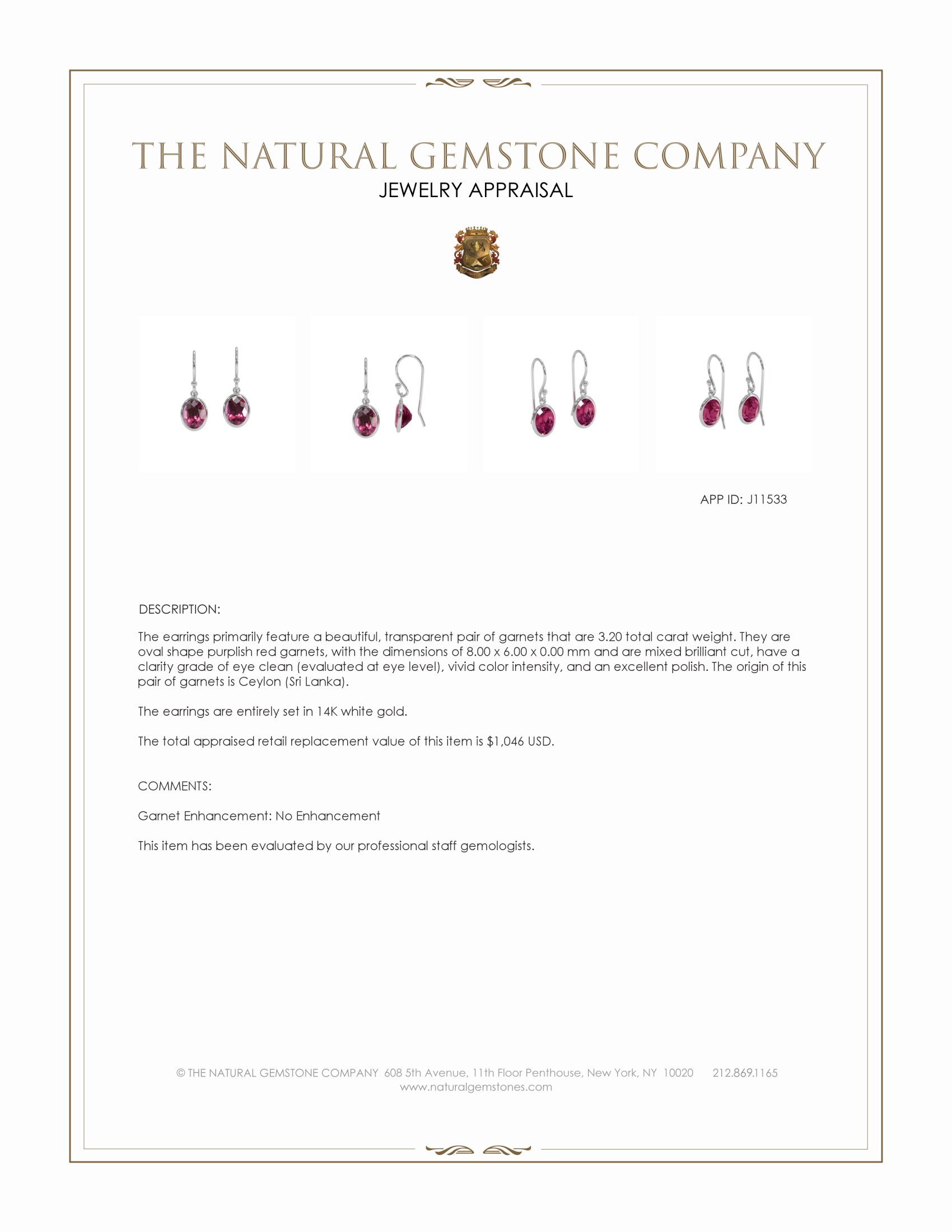 3.20 Ct.Tw. Purplish Red Garnet Bezel Earrings, 14K Yellow Gold