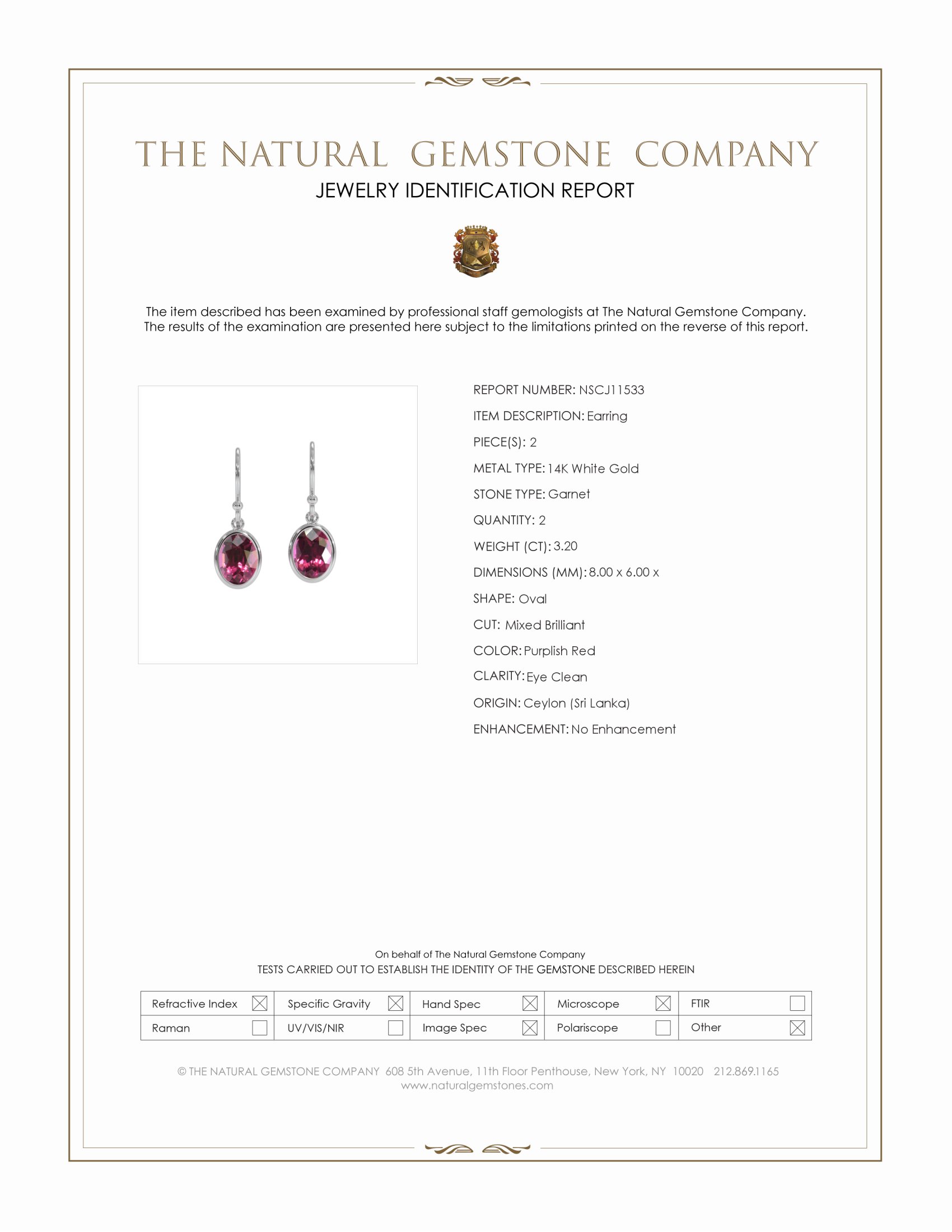 3.20 Ct.Tw. Garnet Bezel Earrings, 14K White Gold