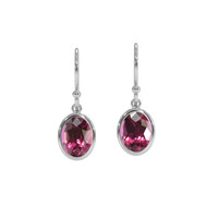 3.20 Ct.Tw. Garnet Bezel Earrings, 14K White Gold Video