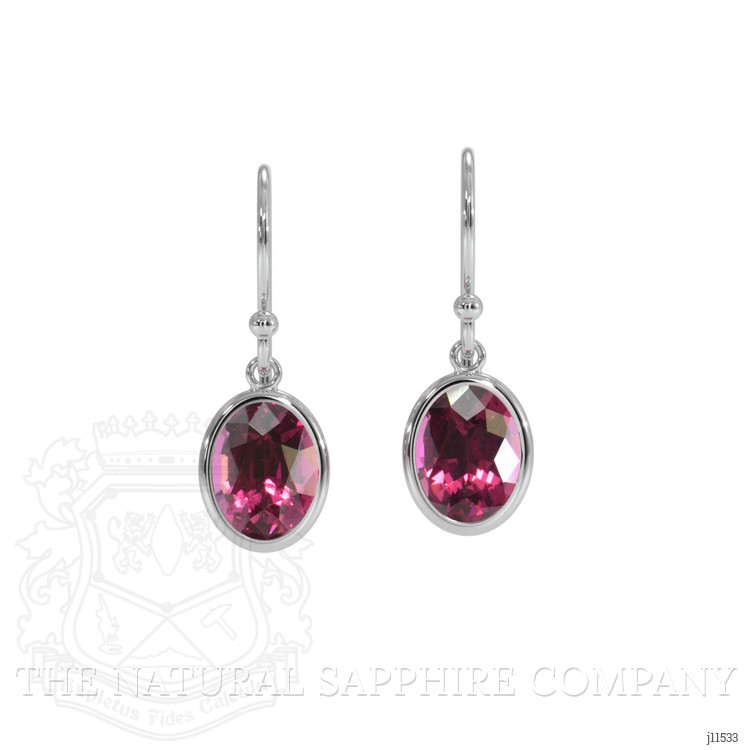 3.20 Ct.Tw. Garnet Bezel Earrings, 14K White Gold