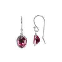 3.20 Ct.Tw. Garnet Bezel Earrings, 14K White Gold Image