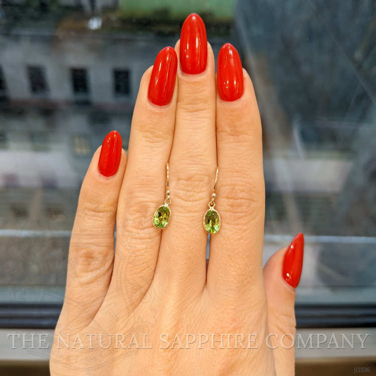 1.75 Ct.Tw. Green Peridot Bezel Earrings, 14K Yellow Gold