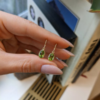 1.75&nbsp;Ct.Tw.Total Carat Weight Green Peridot Bezel Earrings, 14K Yellow Gold Life Style