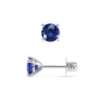 1.20&nbsp;Ct.Tw.Total Carat Weight Blue Sapphire Studs Earrings, 14K White Gold Image
