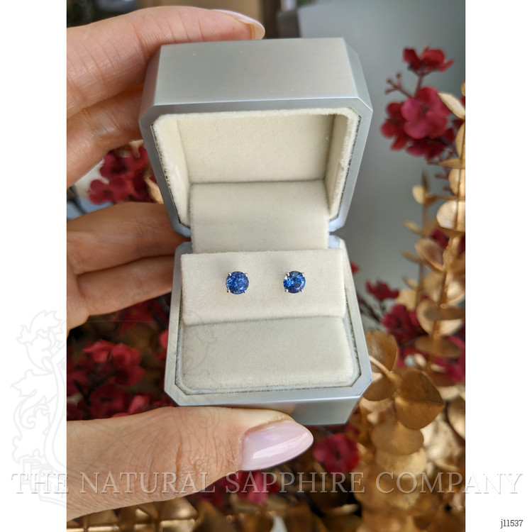 1.20 Ct.Tw. Blue Sapphire Studs Earrings, 14K White Gold