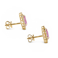 1.18&nbsp;Ct.Tw.Total Carat Weight Pink Sapphire and Natural Diamond Halo Earrings, 14K Yellow Gold Image