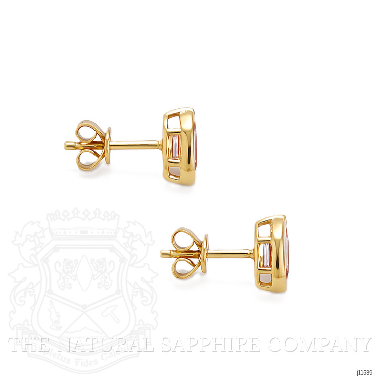 1.09 Ct.Tw. Pink Sapphire and Natural Diamond Studs Earrings, 14K Yellow Gold