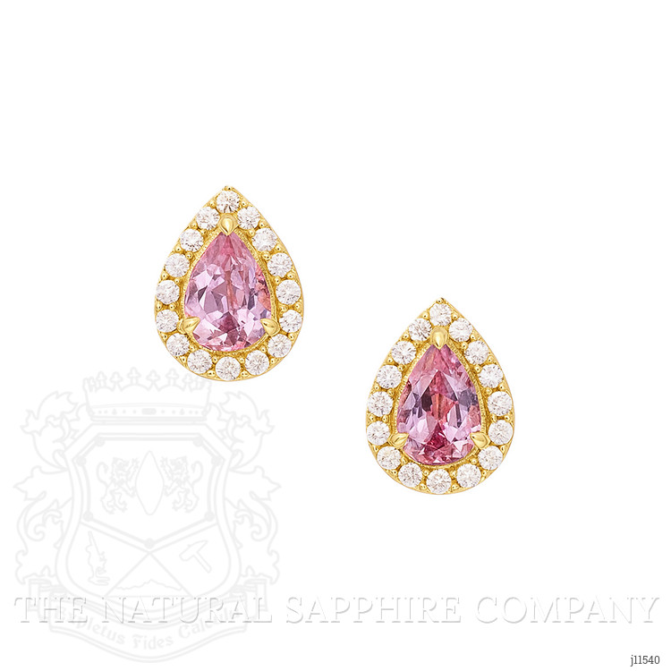 0.29 Ct.Tw. Pink Sapphire and Natural Diamond Studs Earrings, 14K Yellow Gold