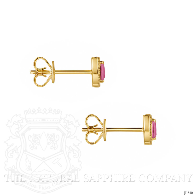 0.29 Ct.Tw. Pink Sapphire and Natural Diamond Studs Earrings, 14K Yellow Gold