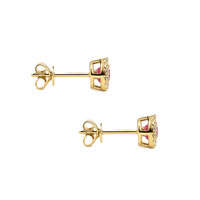 0.71&nbsp;Ct.Tw.Total Carat Weight Pink Sapphire and Natural Diamond Studs Earrings, 14K Yellow Gold Image