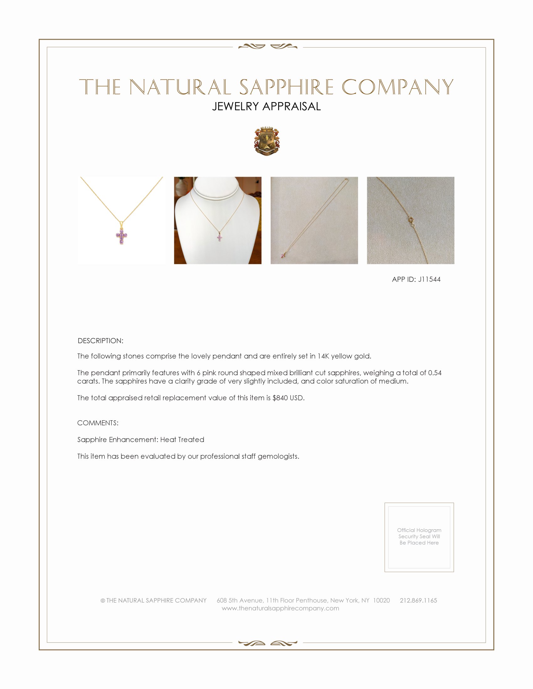 0.54 Ct. Pink Sapphire Pave Pendant, 14K Yellow Gold