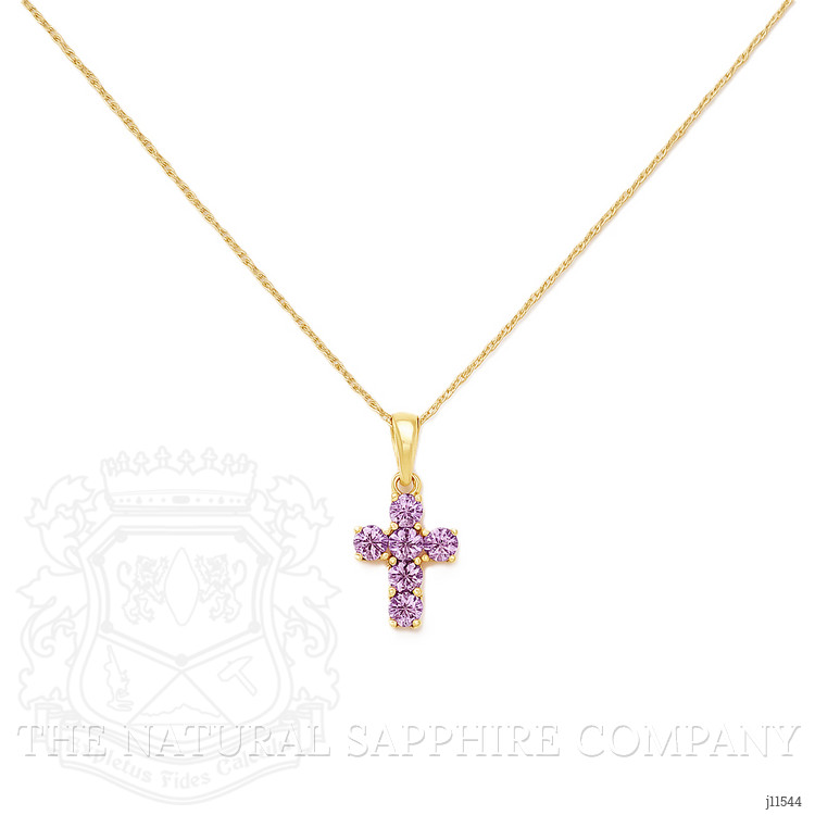 0.54 Ct. Pink Sapphire Pave Pendant, 14K Yellow Gold