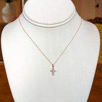 0.54 Ct. Pink Sapphire Pave Pendant, 14K Yellow Gold Image