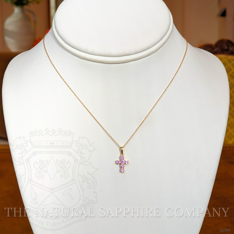 0.54 Ct. Pink Sapphire Pave Pendant, 14K Yellow Gold